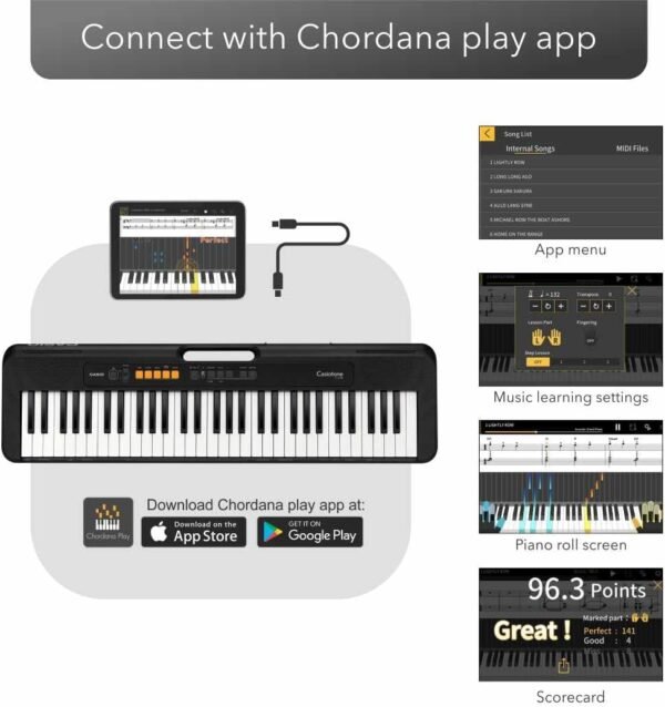Casio CT-S100 Digitalpiano mit 61 Tasten 122 Sounds und USB Anschluss ideal für Anfänger
