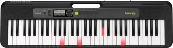Casio LK-S250 Casiotone Illuminated Keyboard with 61 Velocity-Dynamic Keys in Piano Look with Automatic Accompaniment and Microphone Input, Black