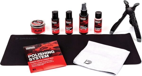 D'Addario PW-ECK-01 Pflegekit für Gitarre mit 3-Schritte Poliersystem und Zubehör