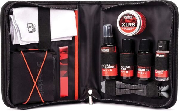 D'Addario PW-ECK-01 Pflegekit für Gitarre mit 3-Schritte Poliersystem und Zubehör