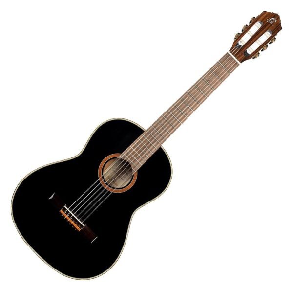 Ortega Guitars 4/4 Konzert Gitarre – Family Series – Inklusive Gig Bag – Fichte, Mahagoni, Schwarz (R221BK)