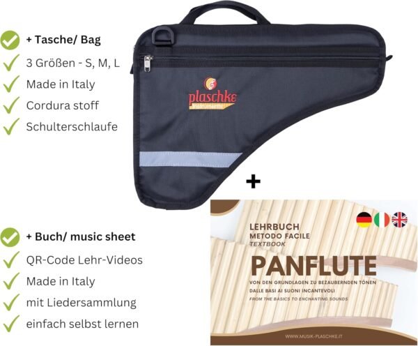 Plaschke Panflöte R18 C aus Holz mit Tasche und Lernbuch perfekt für Anfänger
