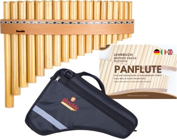 Plaschke Panflöte R18 C aus Holz mit Tasche und Lernbuch perfekt für Anfänger