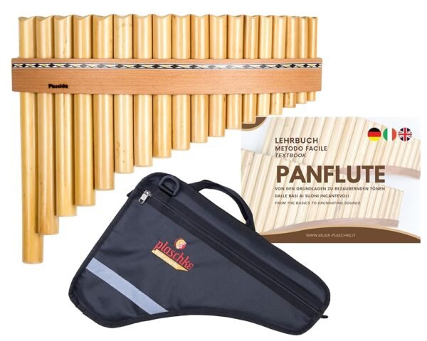 Plaschke Panpipe, Wooden Strap Design, Set Bag and Teaching Book 18 Tones in G Major