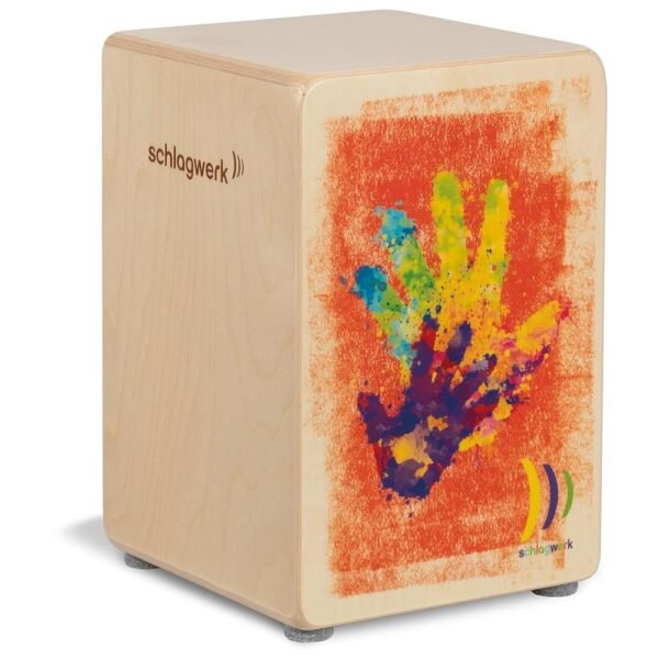 Schlagwerk CP402 High Five Kids Cajon Instrument Especially for Children and Small Drummers Musical Instrument Drum Kit for Children with Snare 24 x 24 x 36 cm Made in Germany