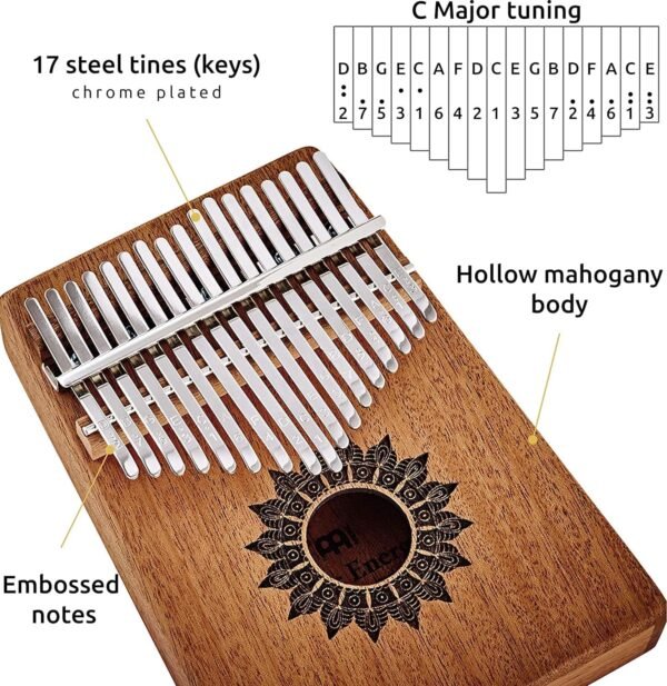 Sonic Energy KL1708H Kalimba mit 17 Tasten ideal für Meditation und Klangtherapie