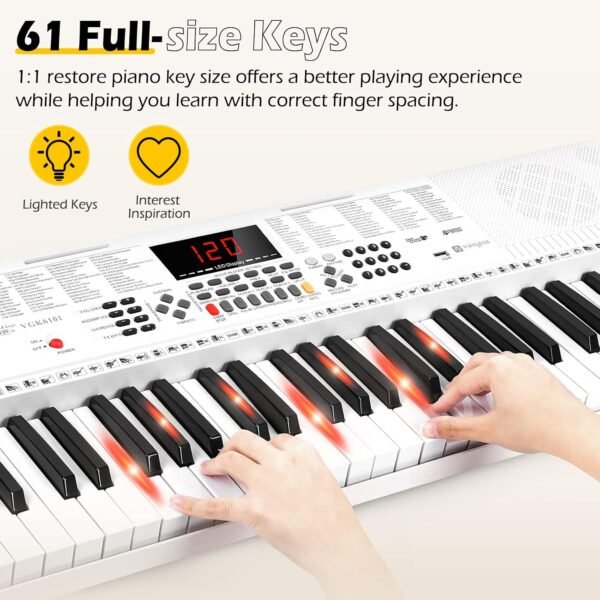 Vangoa VGK6101 Elektronische 61 Tasten Klaviertastatur mit Mikrofon und Ständer