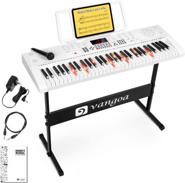 Vangoa VGK6101 Elektronische 61 Tasten Klaviertastatur mit Mikrofon und Ständer